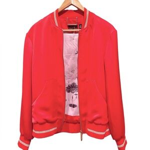 Ted Baker Red Embroidered Bomber Jacket